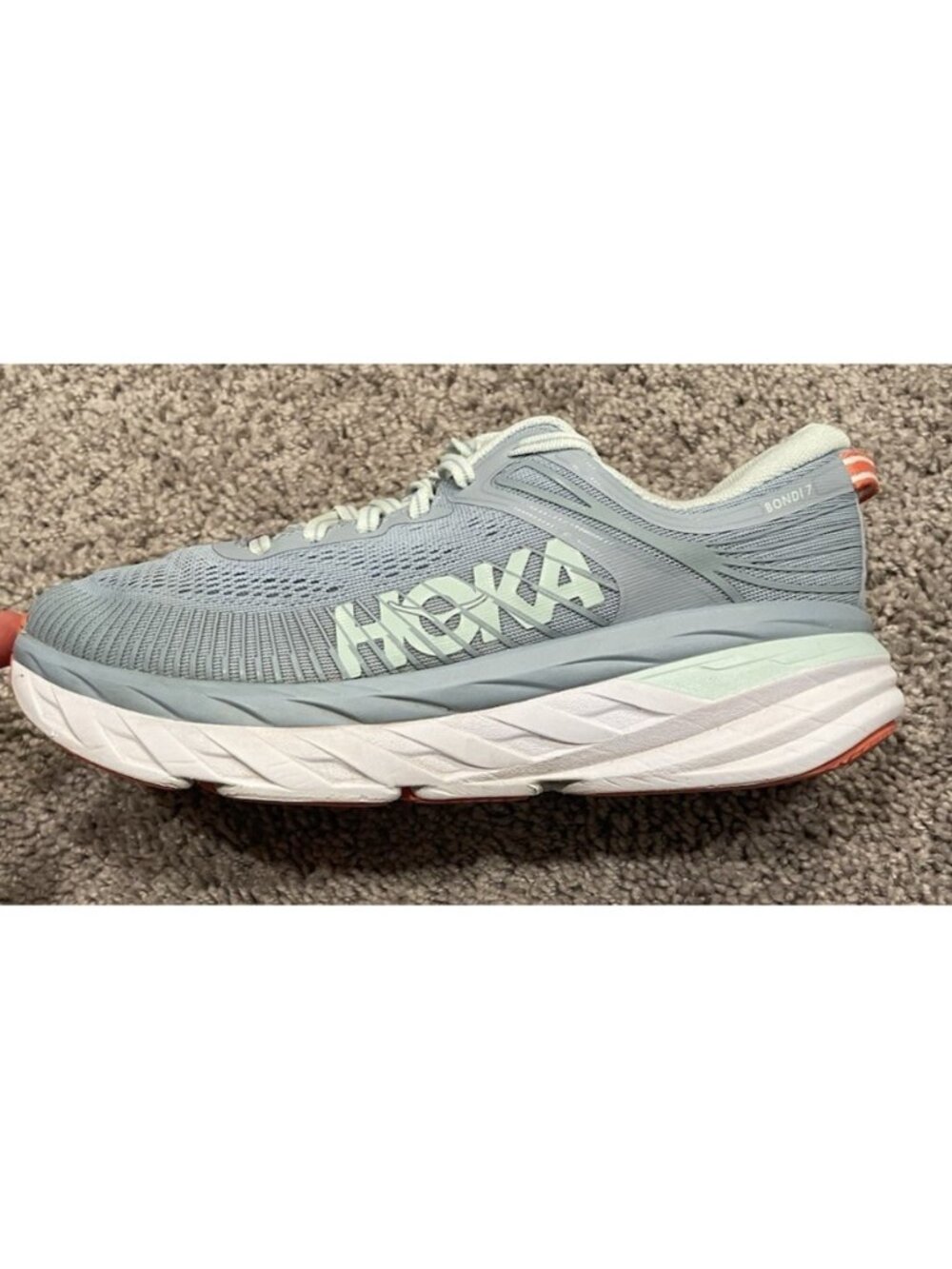 Hoka One One Bondi 7 Women's Blue Fog Sneakers Size 7.5 D Athletic Running Shoe